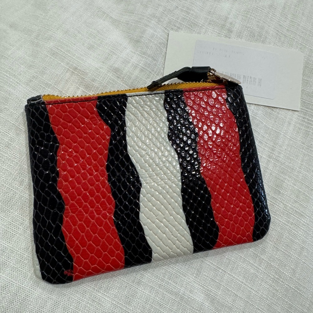 Clare V Red and Black Striped Clutch
